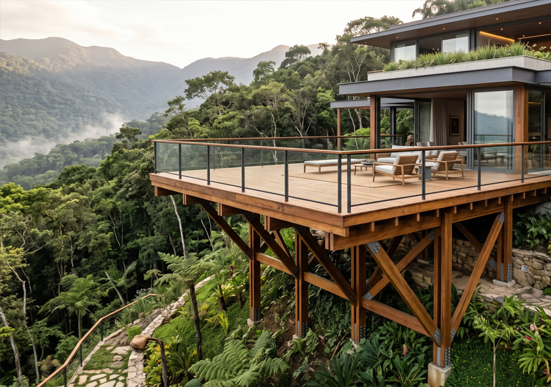 Deck suspenso de madeira: quando essa solução é a melhor escolha para terrenos em desnível